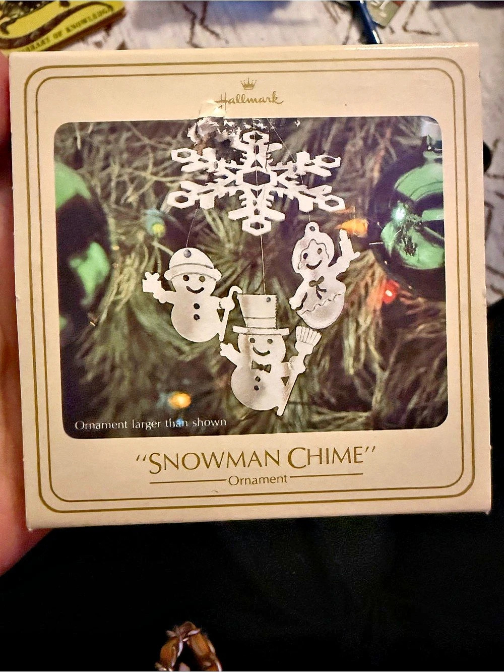 Vintage Hallmark Snowman Chime Ornament Silver & Green